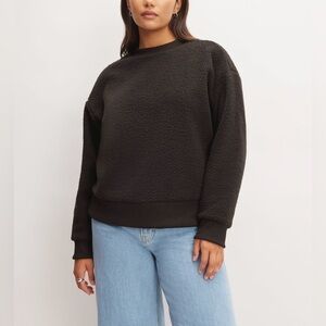 NWT Everlane Black ReNew Fleece Oversized Crew Pullover Teddy, Sizes XS, S, & M